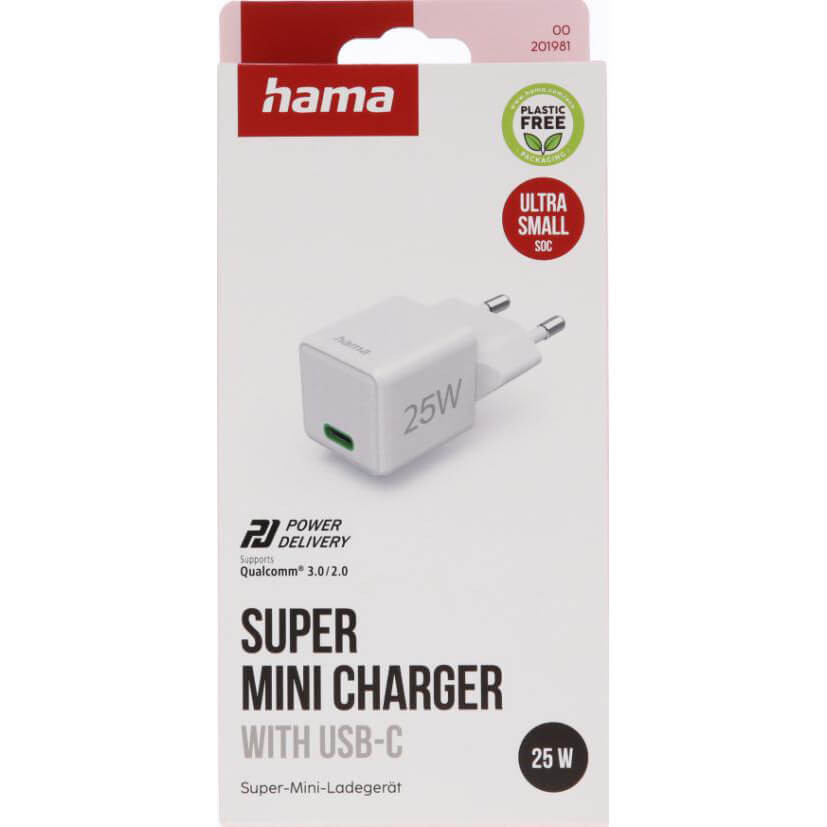 HAMA Mini Fast Charger USB-C PD 25W White