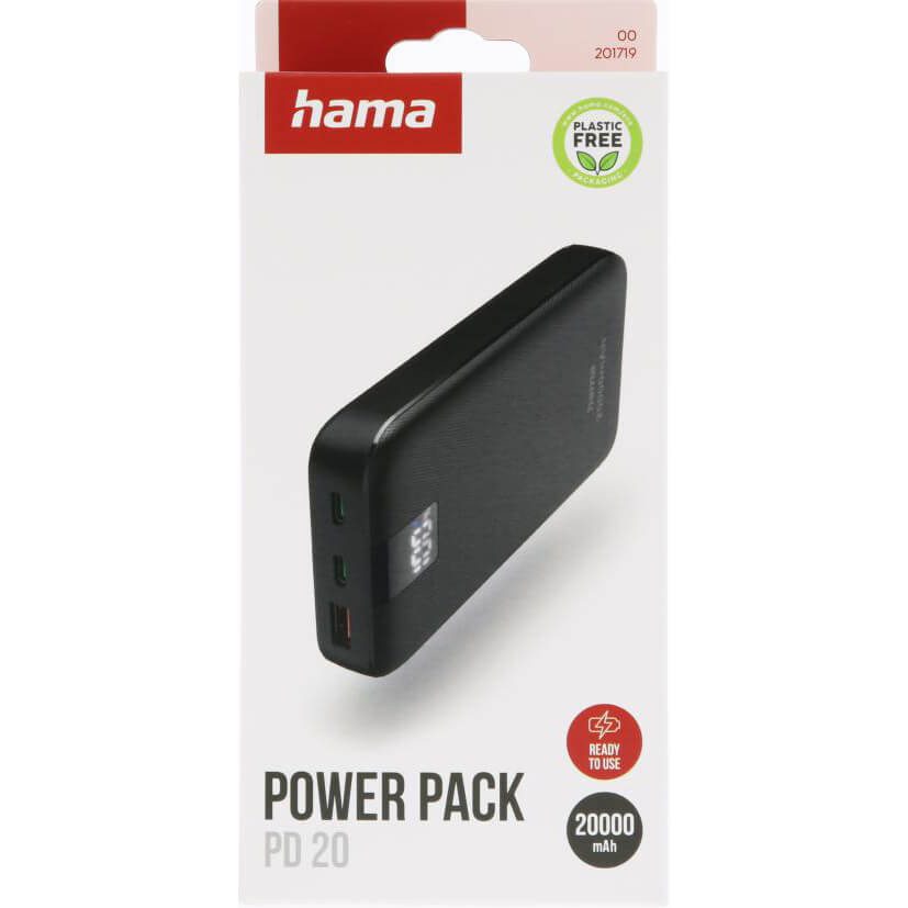 HAMA Powerbank PD 20000mAh 2xUSB-C+1xUSB-A Anthracite