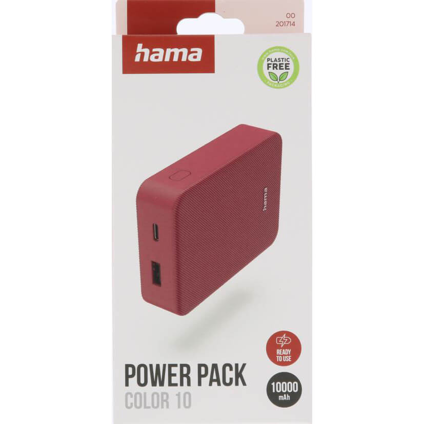 HAMA Powerbank Colour 10 10000mAh USB-C+USB-A Red