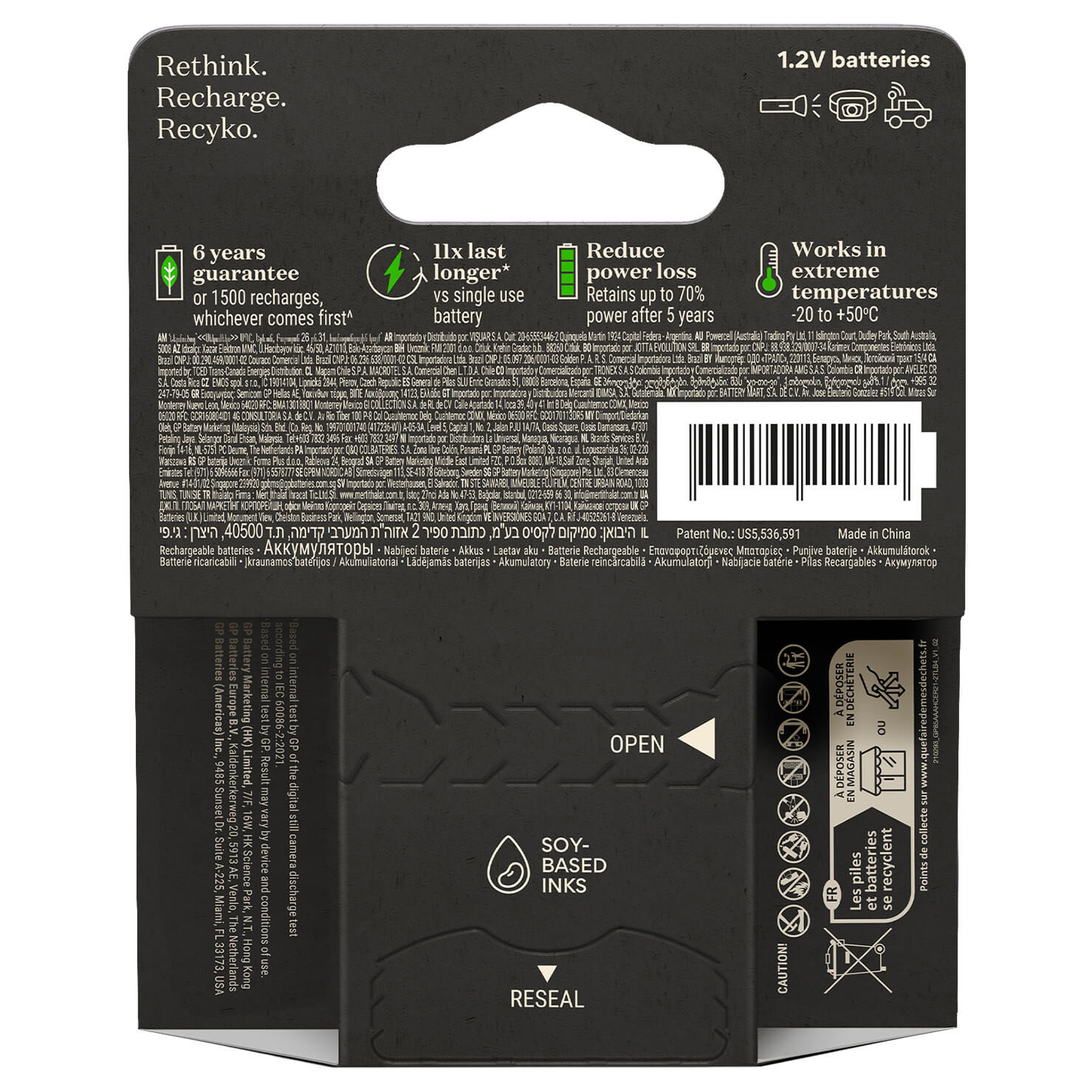 GP Recyko Pro NiMH Battery AAA HR03 800mAh 4-packack