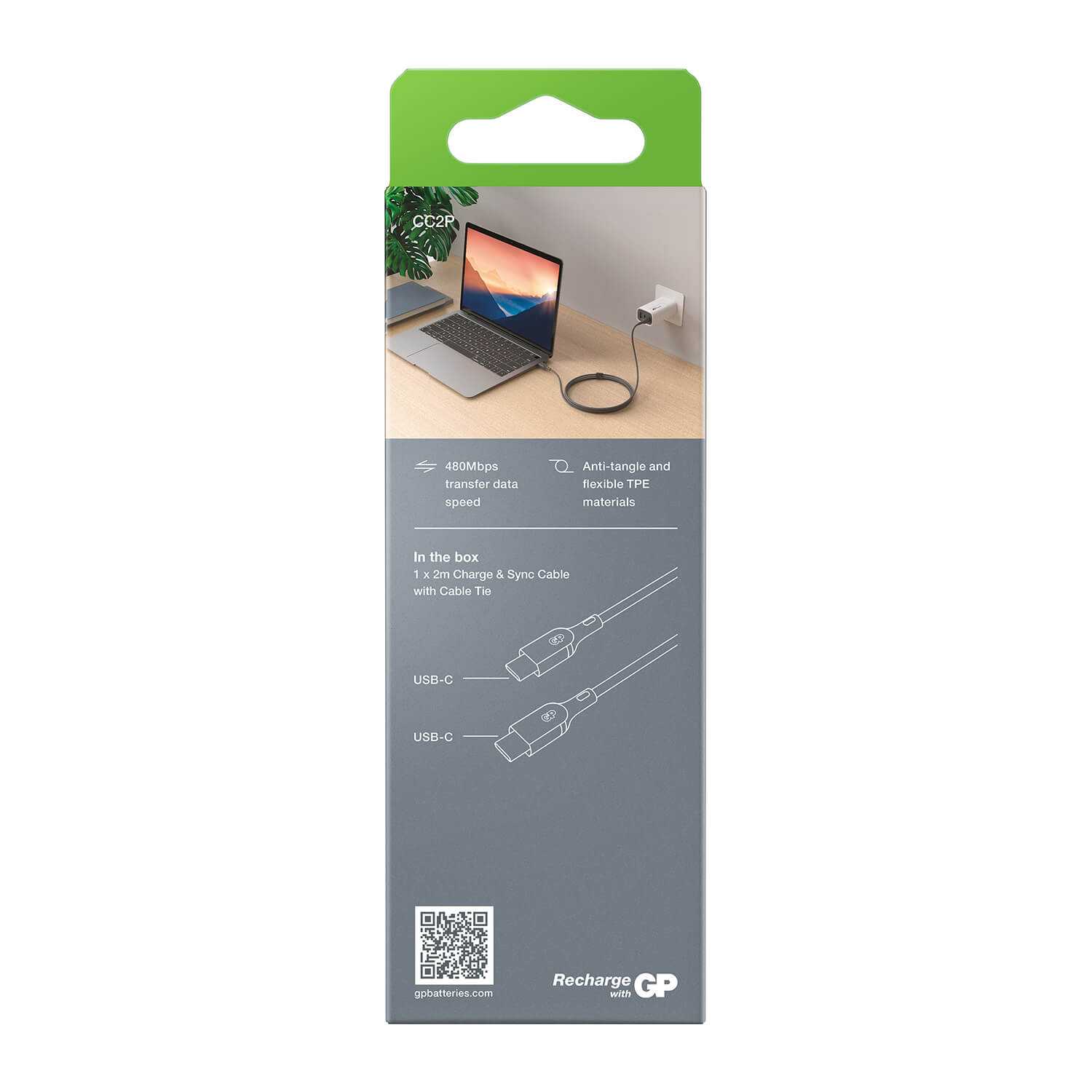 GP Cable USB-C to USB-C 100W CC2P 2m