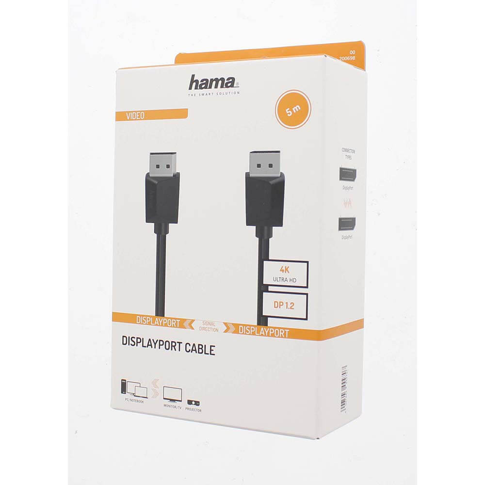 HAMA Cable DisplayPort 1.2 4K Ultra-HD 5.0m Black