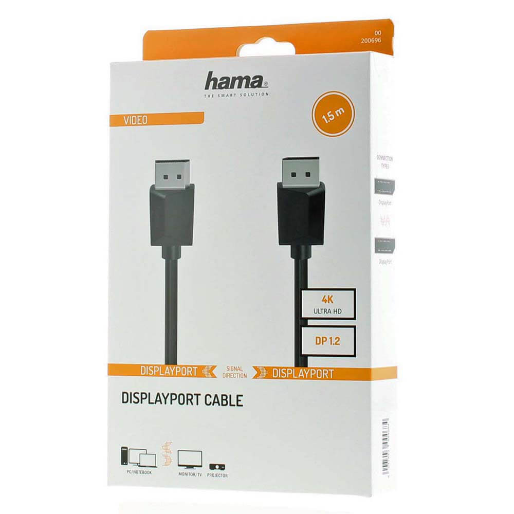 HAMA Cable DisplayPort 1.2 Ultra-HD 4K 1.5m Black