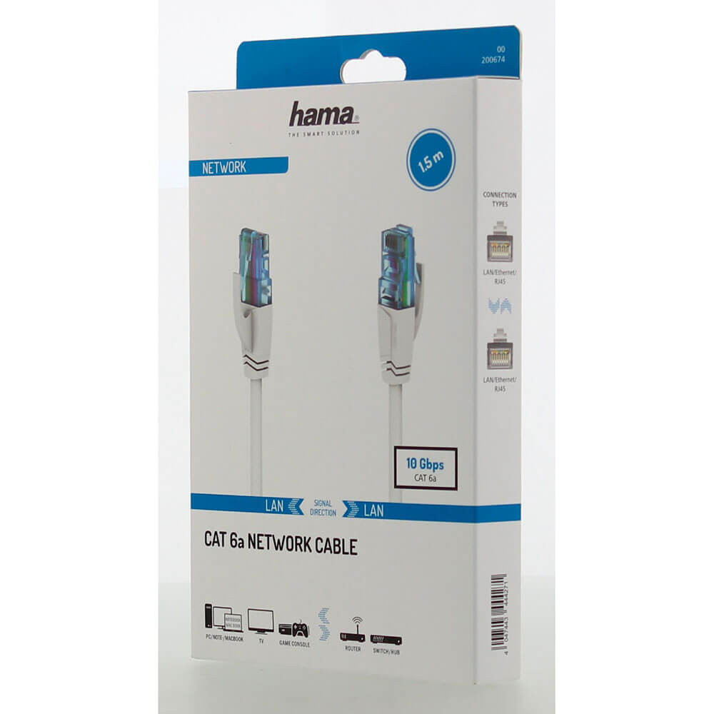 HAMA Nettverkskabel CAT6a U/UTP 1.5m Hvit