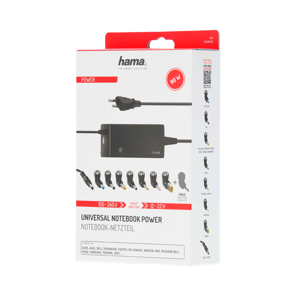 HAMA Strømforsyning Universal 100-240V 12-22V/90W 8x Adapter