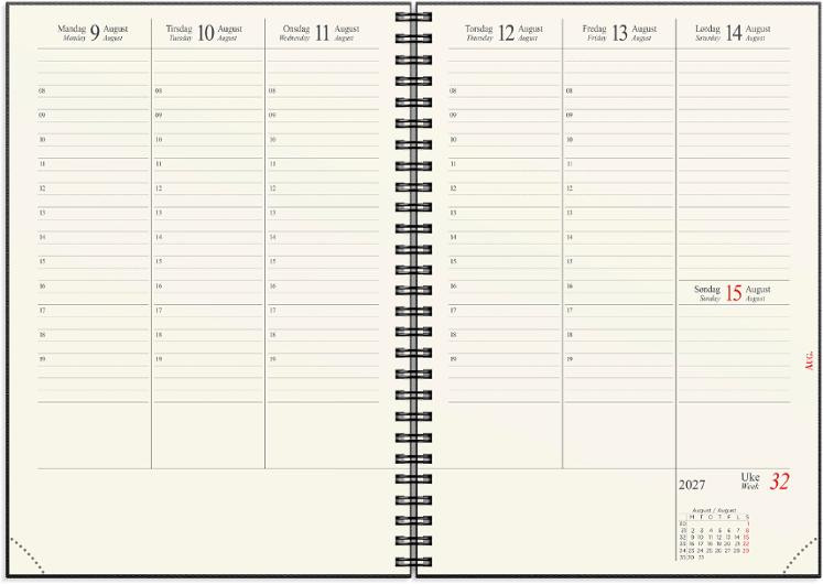 Sjefskalender Grieg A5 Spiral 2027 Sort