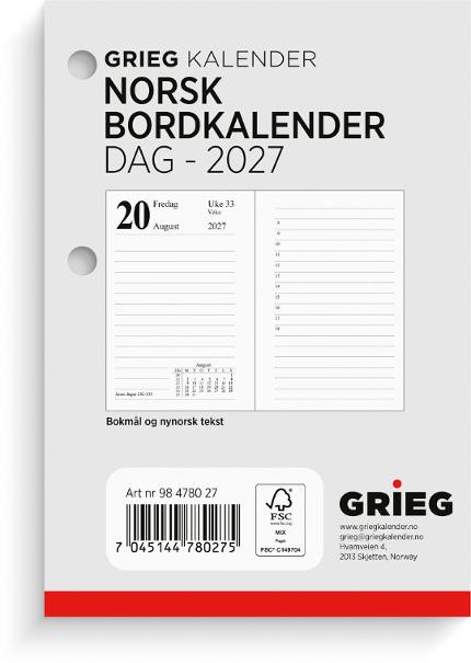 BildeBordkalender Grieg 2027 Norsk