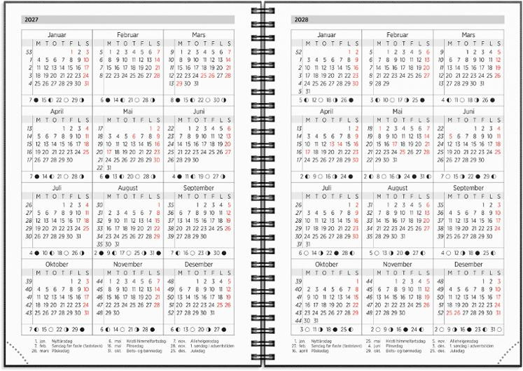 Kalender Grieg Leo A5 Spiral 2027 Sort