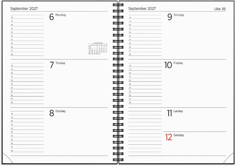 Kalender Grieg Leo A5 Spiral 2027 Sort