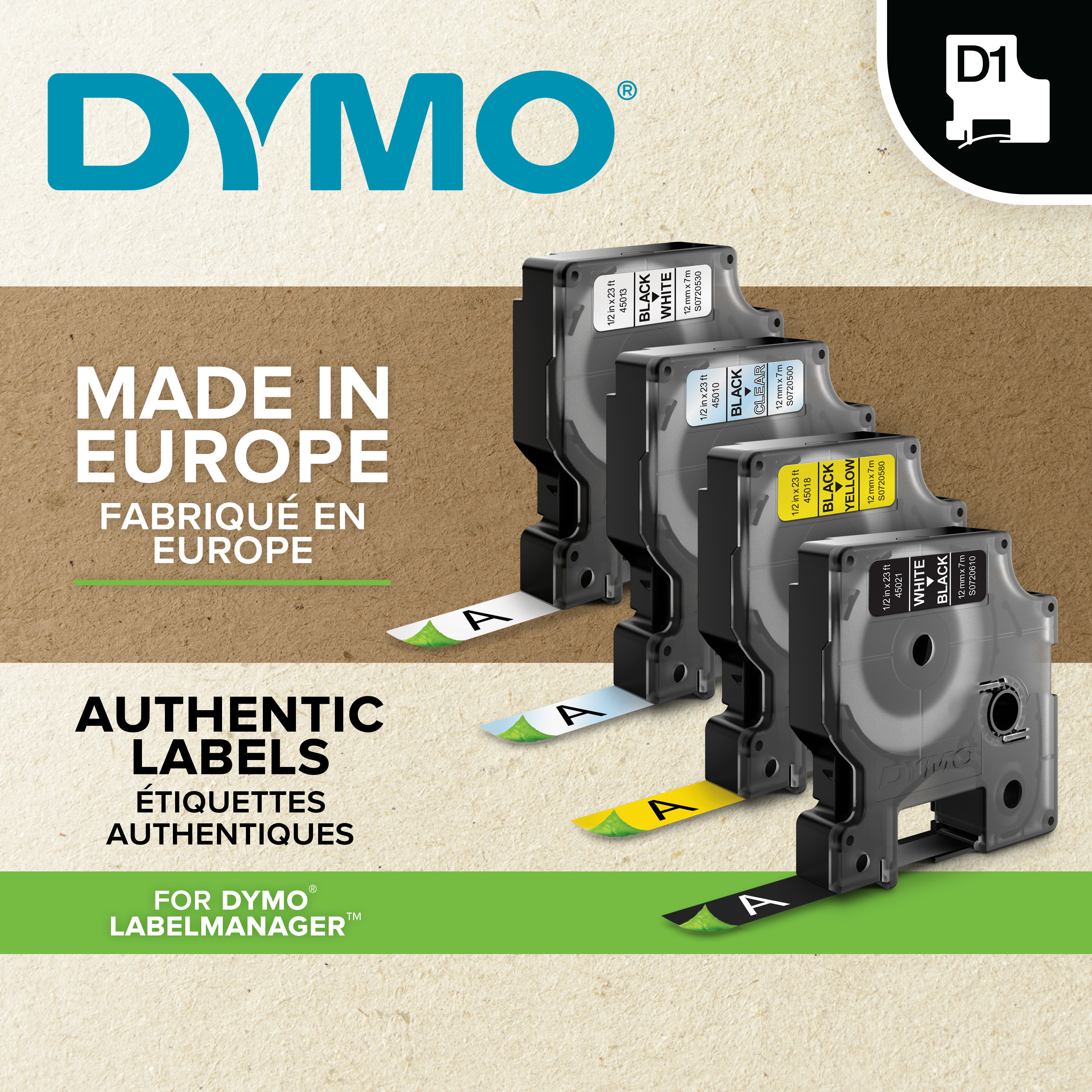 BildeDymo Teip D1 12mmx7m bl/hvit
