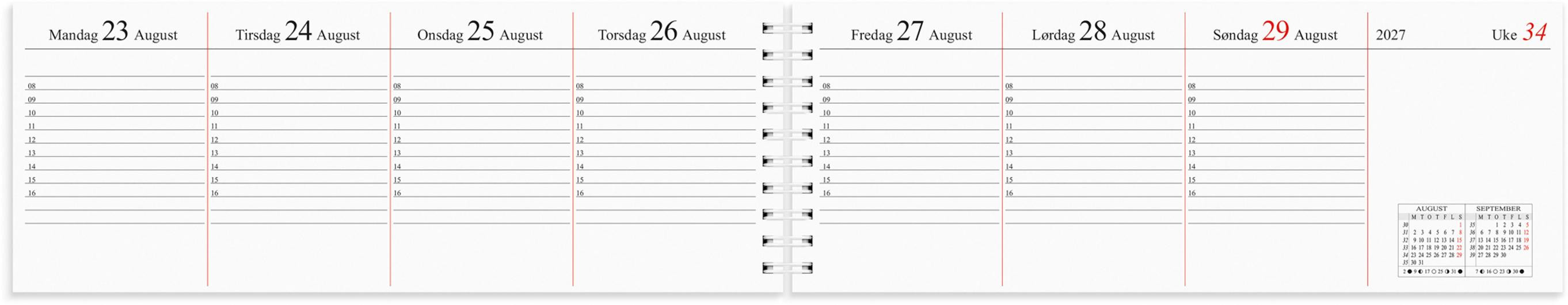 Plankalender Grieg 2027 Spiral