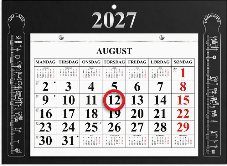 Magnetkalender Grieg 2027 Primstav Sort