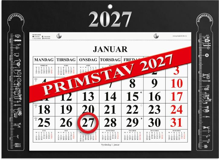 BildeMagnetkalender Grieg 2027 Primstav Sort