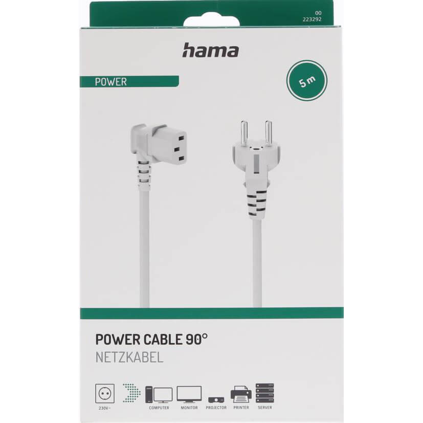 HAMA Power Cable Angled 3-pole White 5.0m