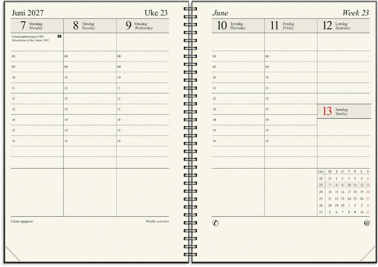 Sjefskalender Grieg A4 Spiral 2027 Sort