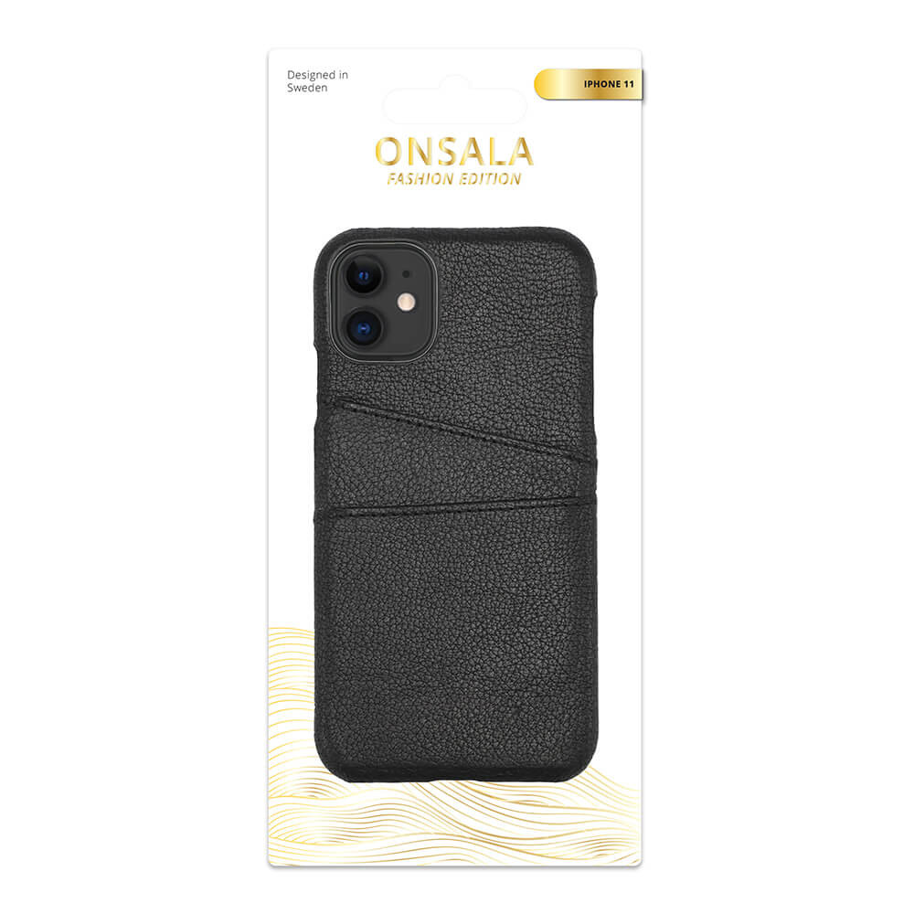ONSALA COLLECTION Mobildeksel Skinn Svart iPhone 11 med Kortlomme
