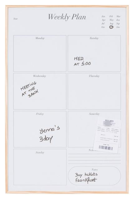 Whiteboard Bi-Office 58,5X38,5Cm Ukeplan