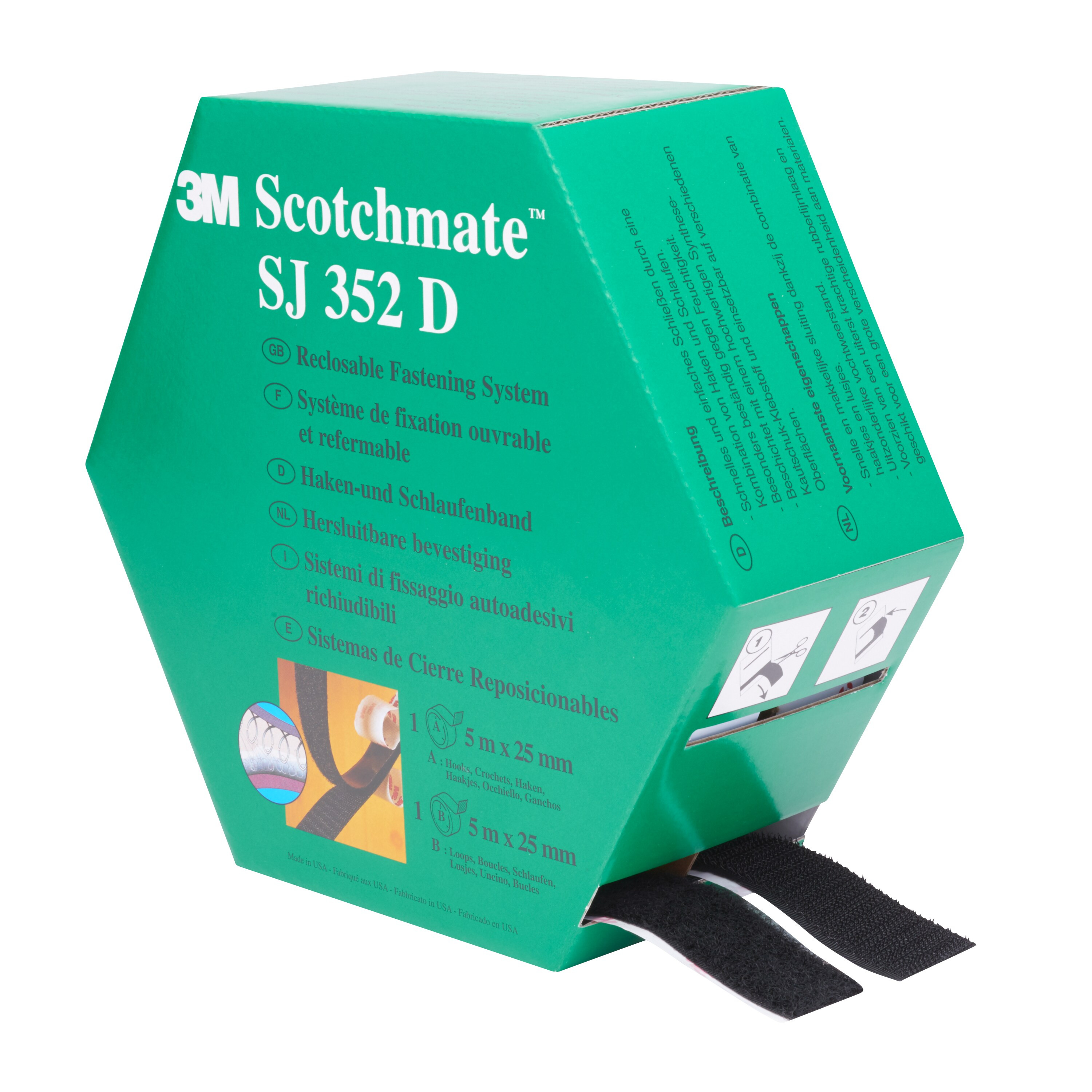 Bilde3M Hook & Loop. SJ352D, 25mm x 5m