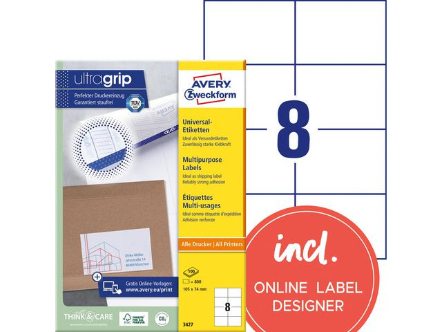 BildeEtikett Avery Ultragrip 105X74Mm (800 stk)
