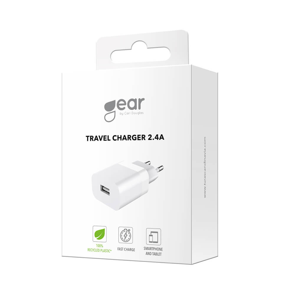 GEAR Charger 220V 1xUSB-A 2.4A White
