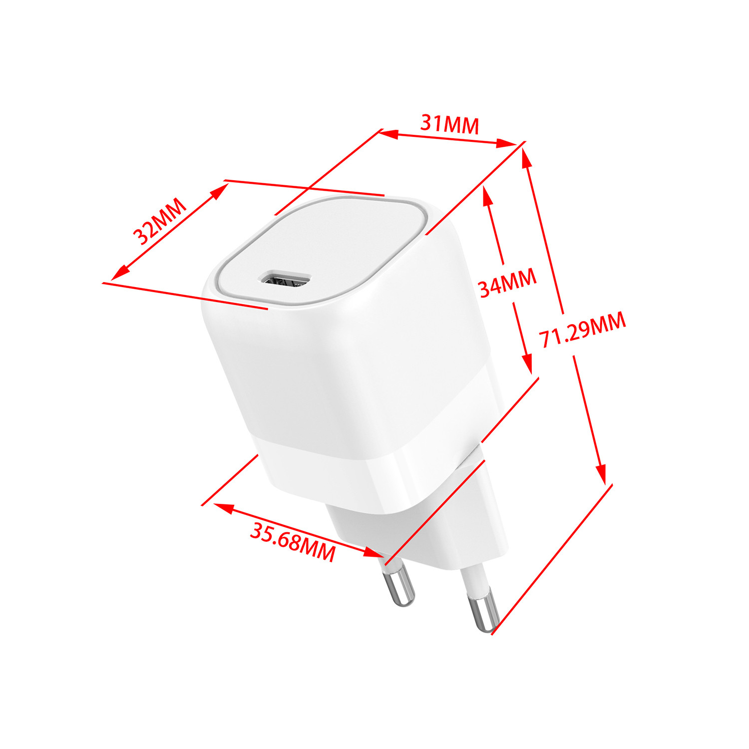 GEAR Charger 220V 1xUSB-C PD/PPS 25W White