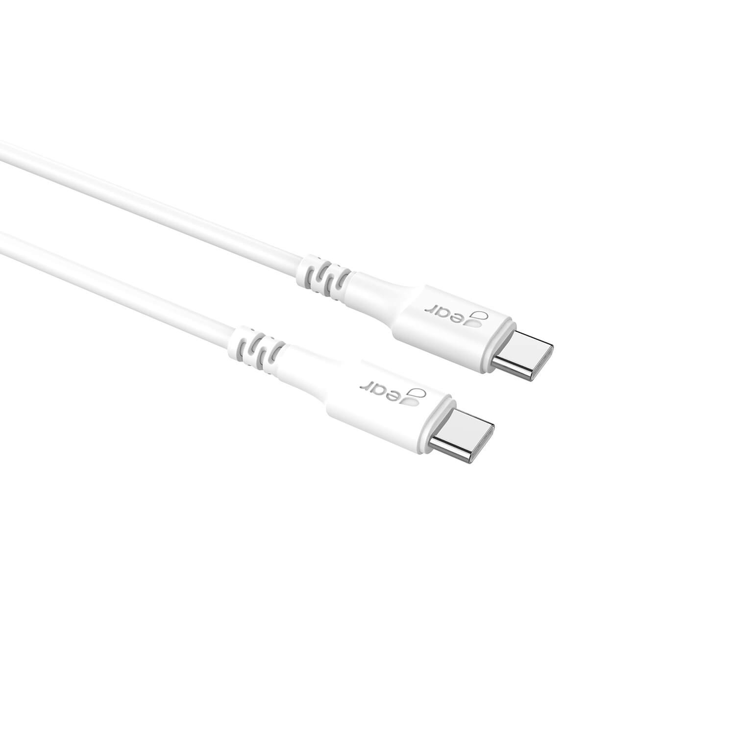 GEAR Ladekabel USB-C til USB-C 2.0 1m Hvit Rund Kabel