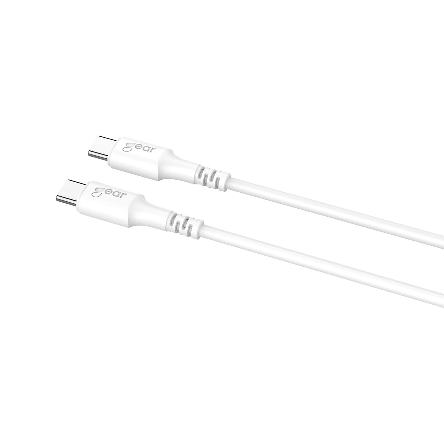 GEAR Ladekabel USB-C til USB-C 2.0 1m Hvit Rund Kabel