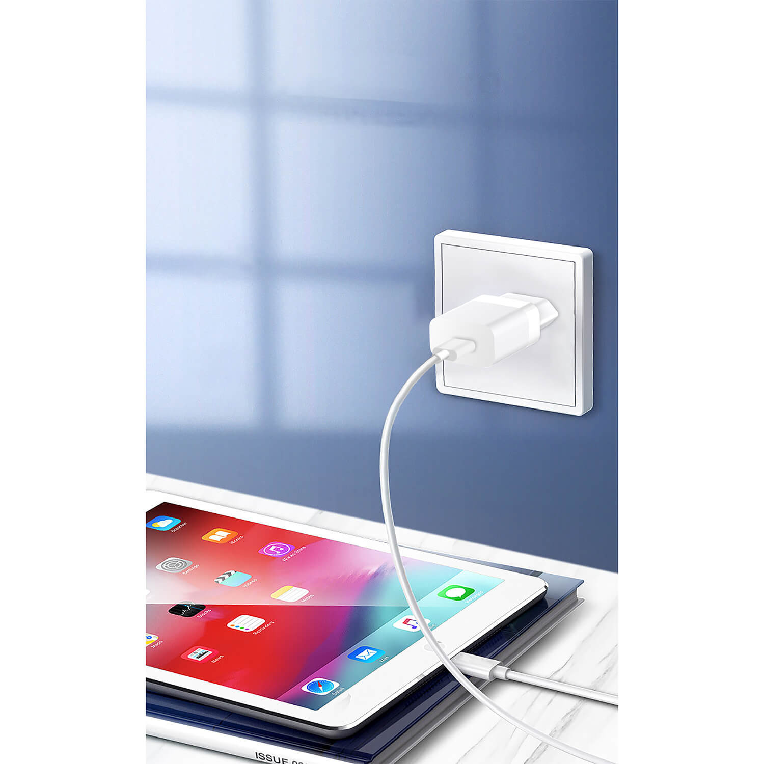 GEAR Lader 220V 1xUSB-A 2,4A HvitLightning Kabel 1m MFI C89