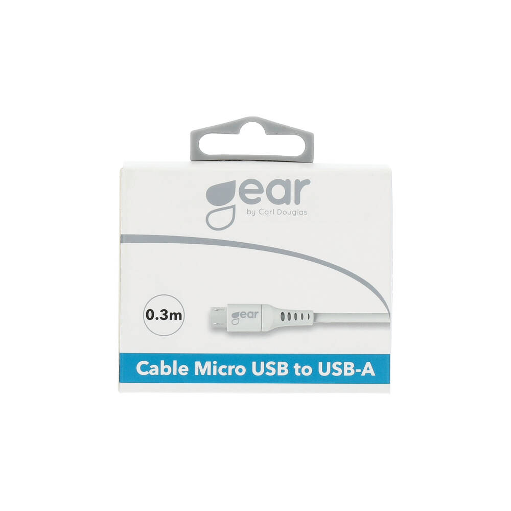 GEAR Ladekabel MicroUSB to USB-A 0.3m Hvit Rund Kabel