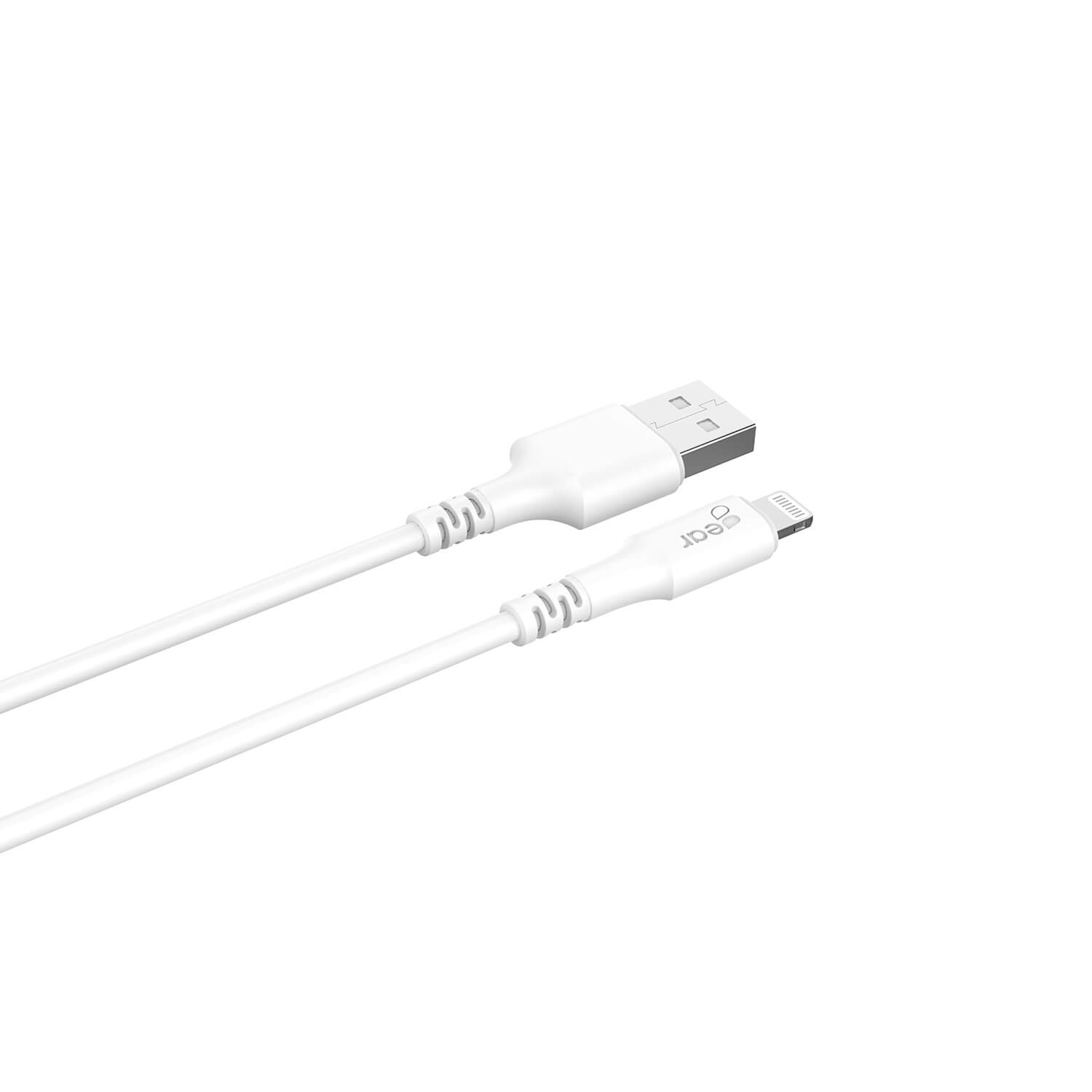 GEAR Synkkabel Lightning to USB-A 2m Hvit MFI Rund Kabel