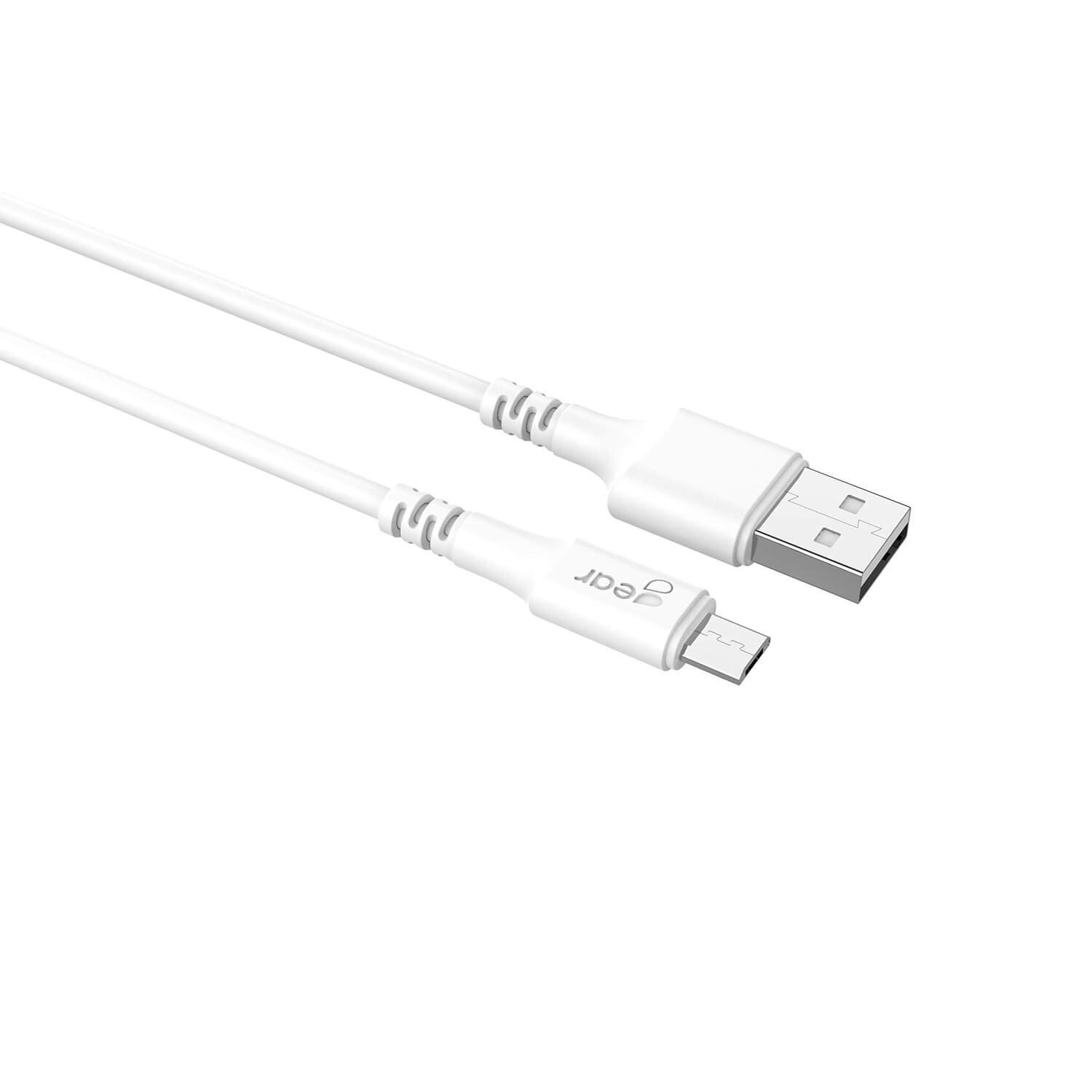 GEAR Synkkabel MicroUSB to USB-A 1m Hvit Rund Kabel