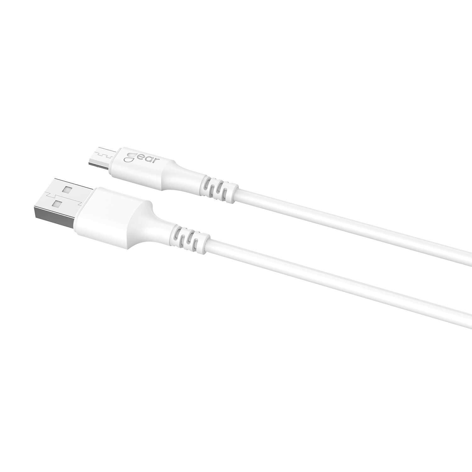 GEAR Synkkabel MicroUSB to USB-A 1m Hvit Rund Kabel