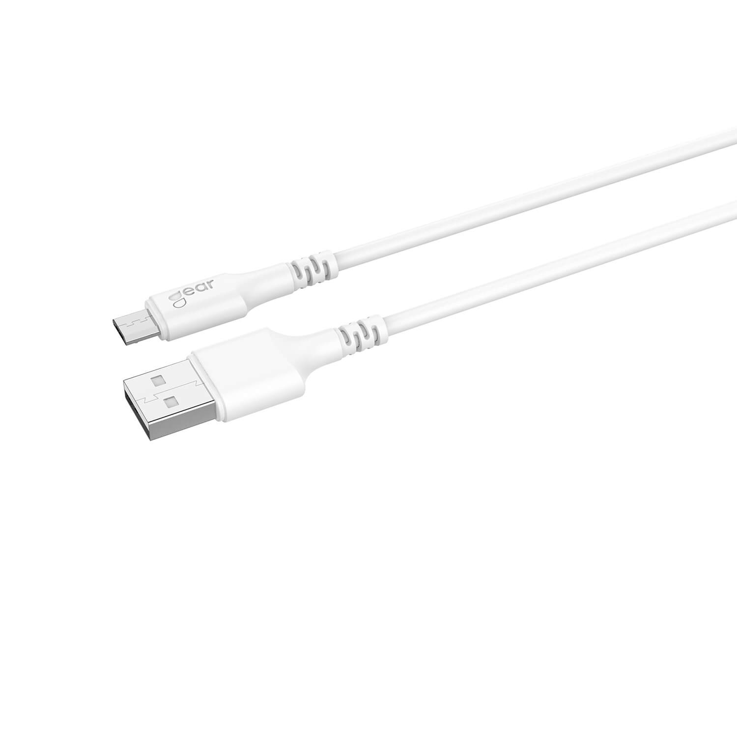 GEAR Synkkabel MicroUSB to USB-A 1m Hvit Rund Kabel