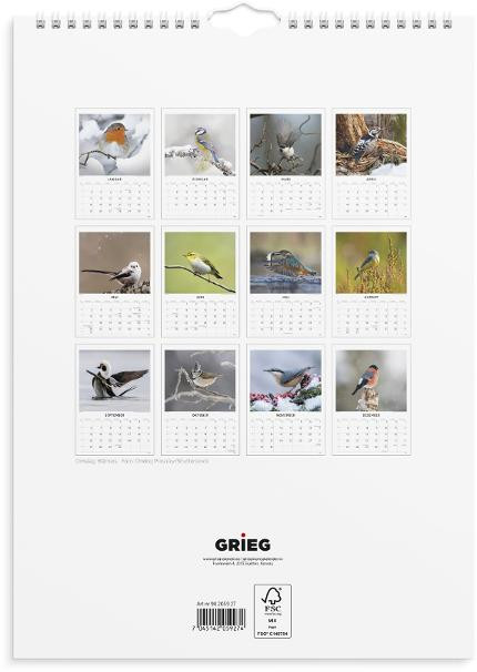 Veggkalender Grieg 2027 Fugler