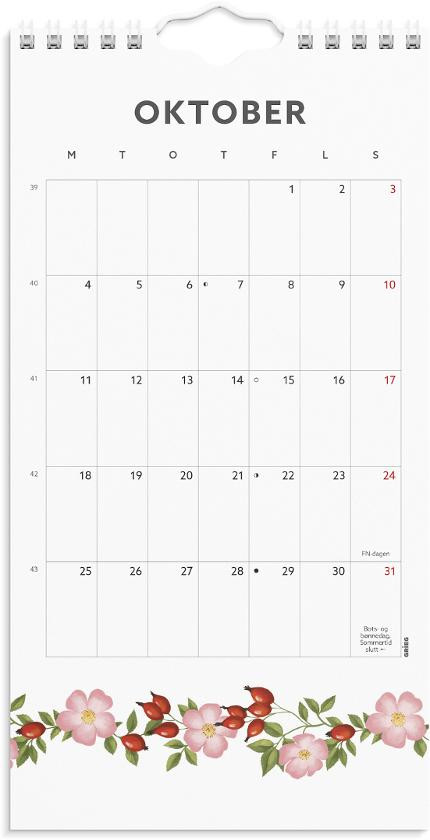 Veggkalender Grieg 2027 Blomster Mini