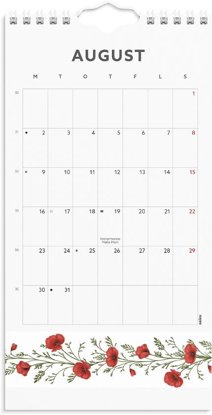 Veggkalender Grieg 2027 Blomster Mini