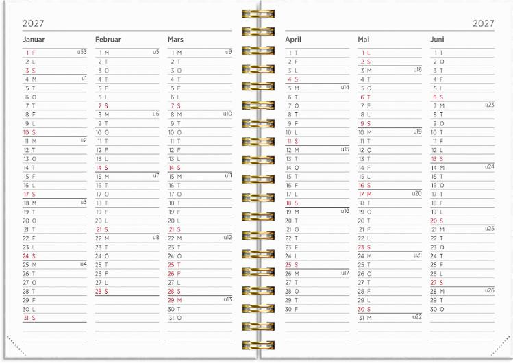 Ukekalender Grieg Multi A6 2027 Hvit