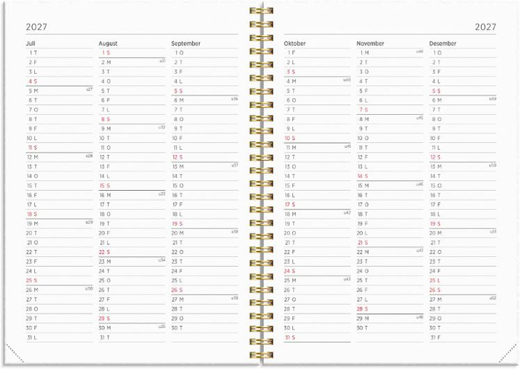 Ukekalender Grieg Multi A5 2027 Hvit