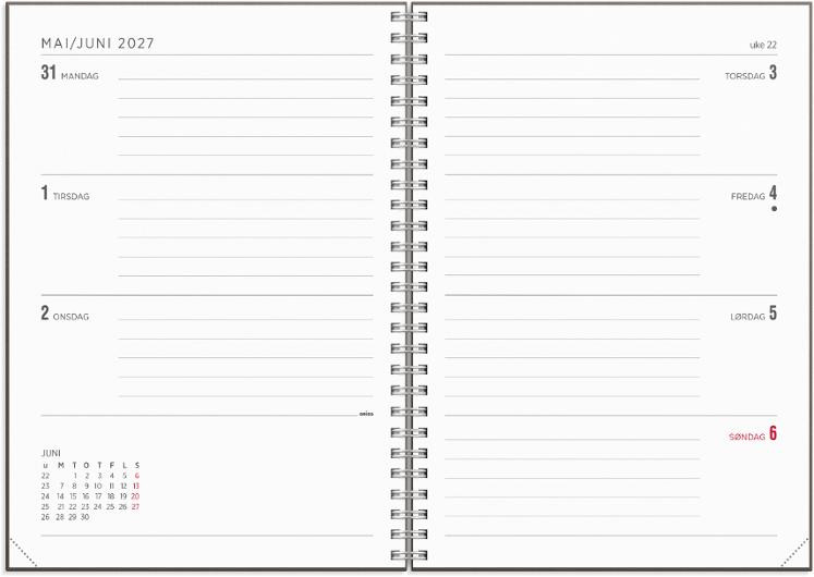 Ukekalender Grieg Multi A5 2027 Brun