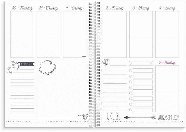 Ukekalender Grieg A5 2027 Doodle