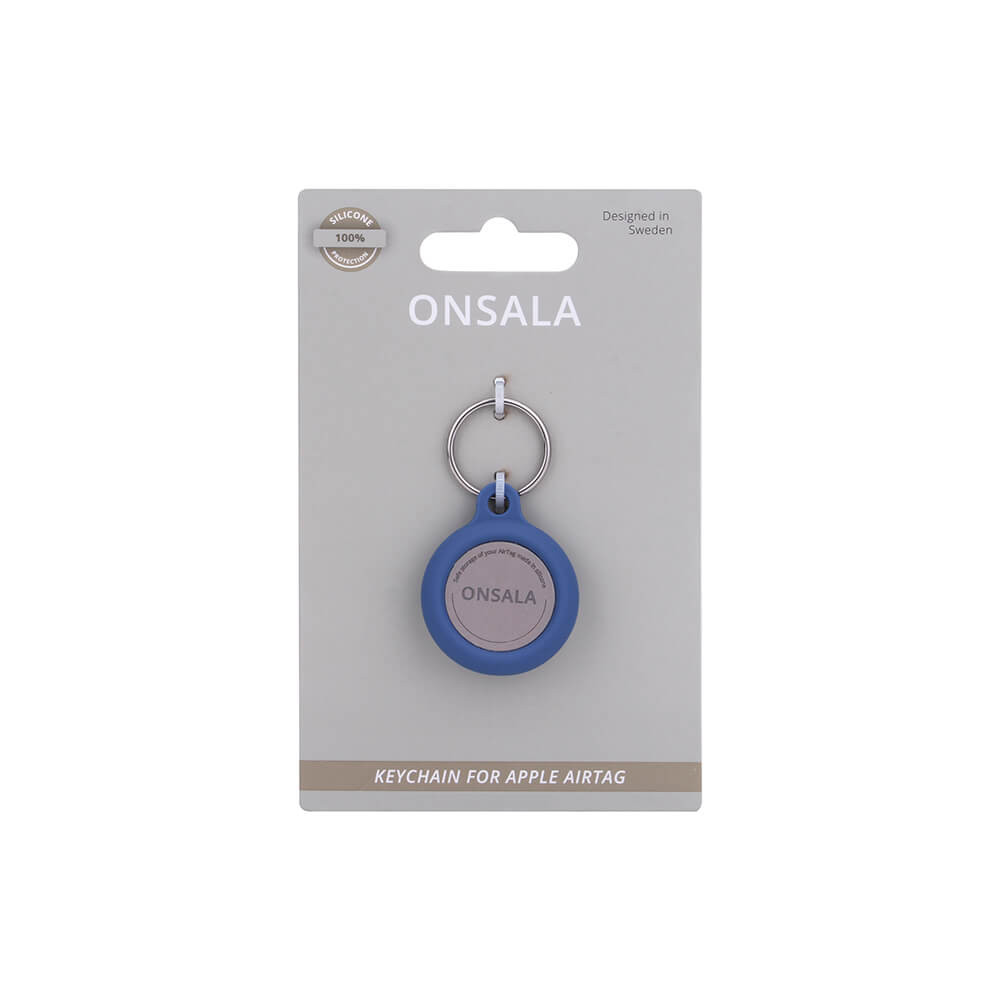 ONSALA Airtag Holder Silikon Blå med Nøkkelring
